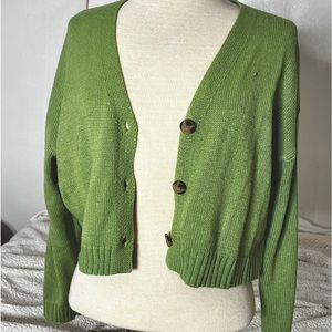 Lime Green Cropped Cardigan